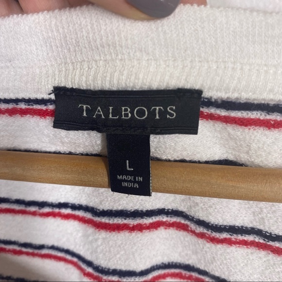 Talbots Striped Drop Shoulder Terry Top Large - Picture 2 of 6